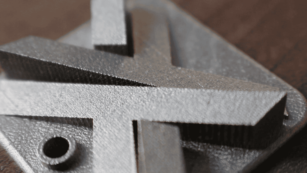 Close-up of a DMLS metal part