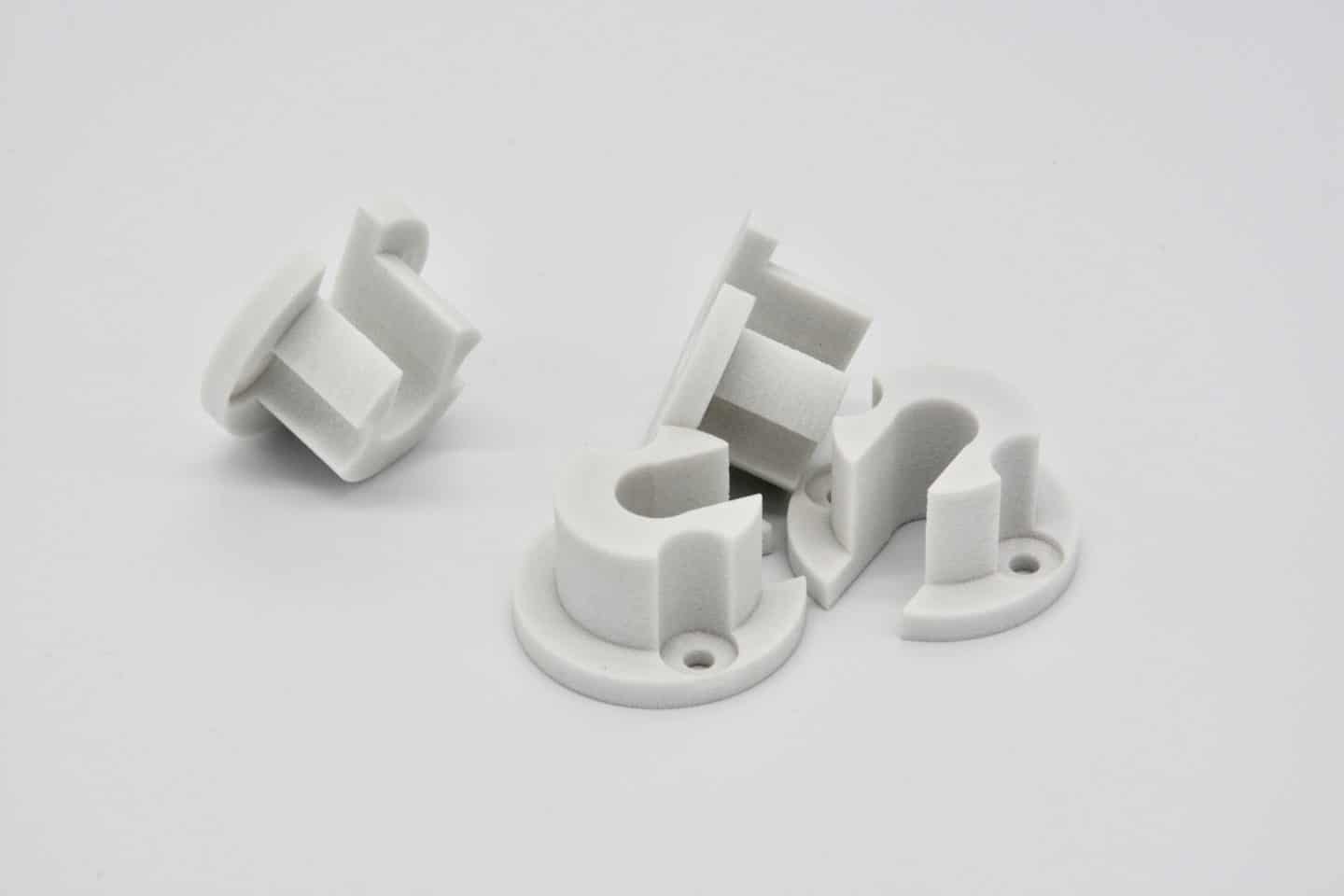 SLS parts in white PA 12