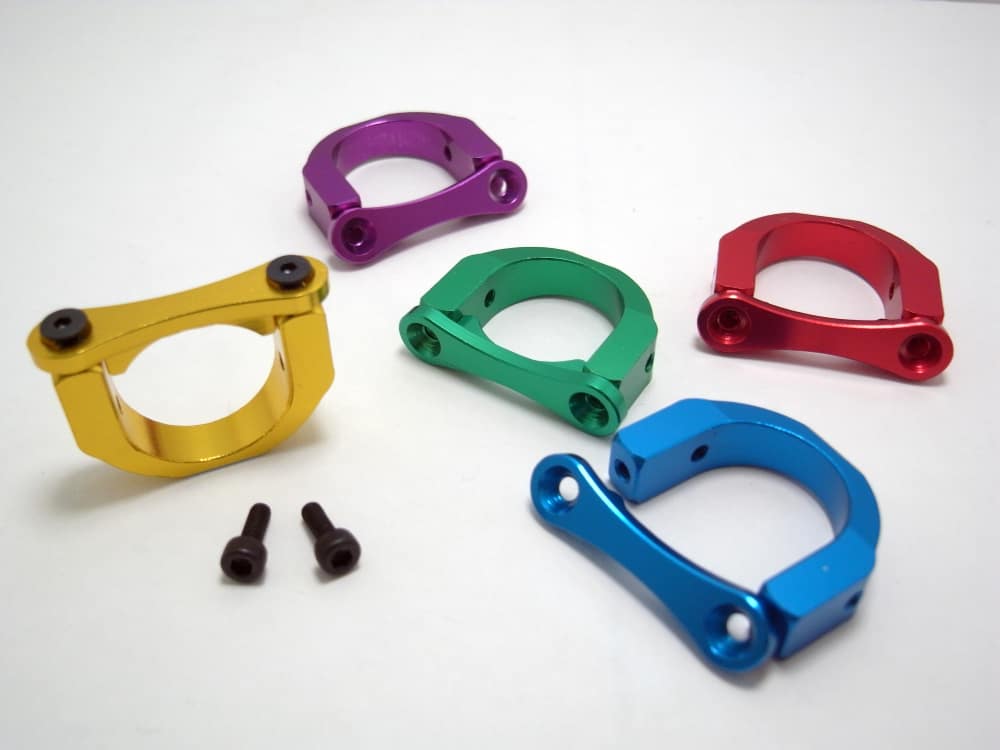 CNC machined parts anodised in different colours