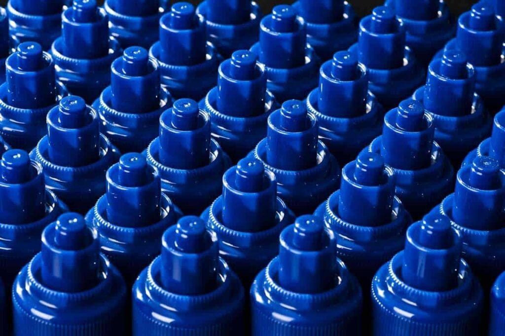 Injection molded blue parts