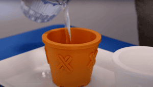 Water-resistance of a Xometry part being tested