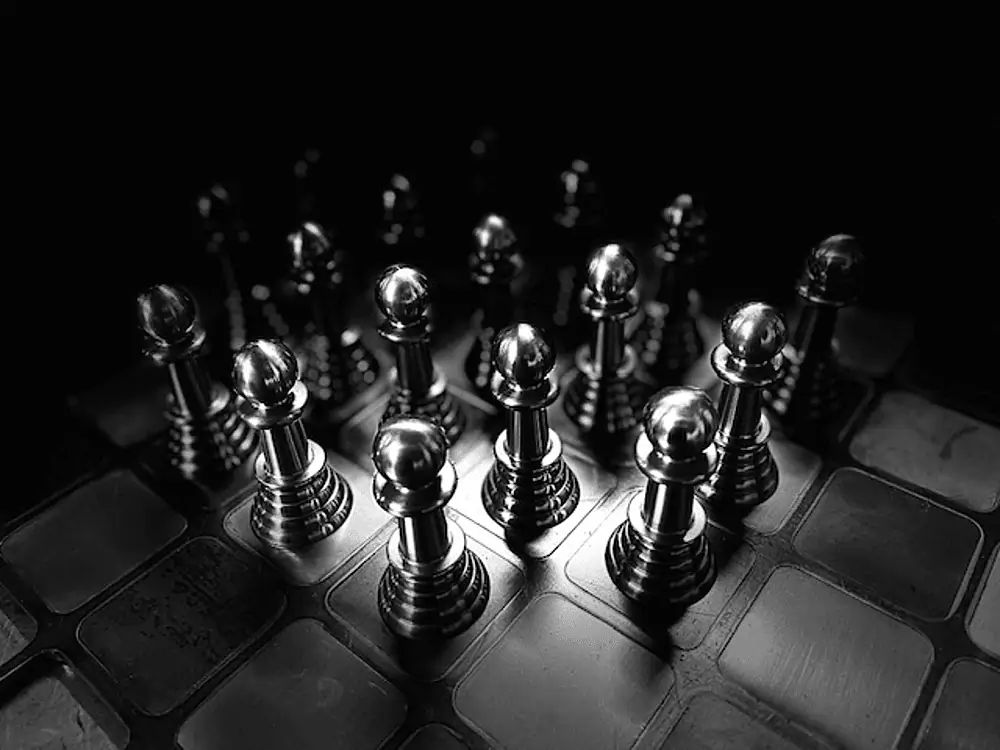 CNC machined chess set in steel