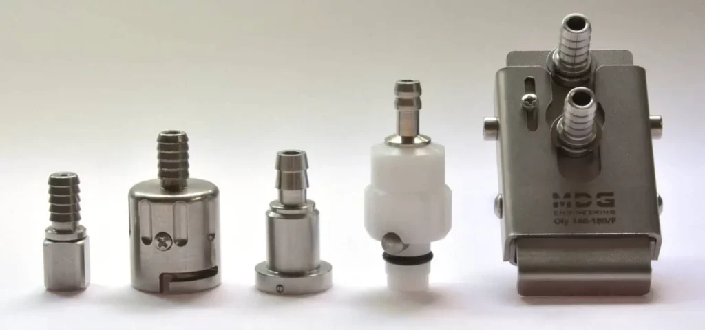 CNC-machined connectors made with Xometry © MDG Engineering