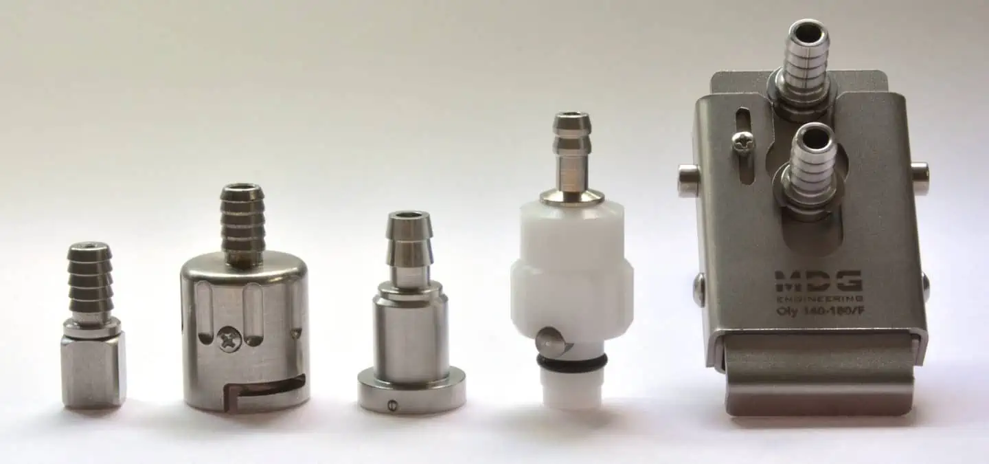 CNC-machined connectors made with Xometry © MDG Engineering