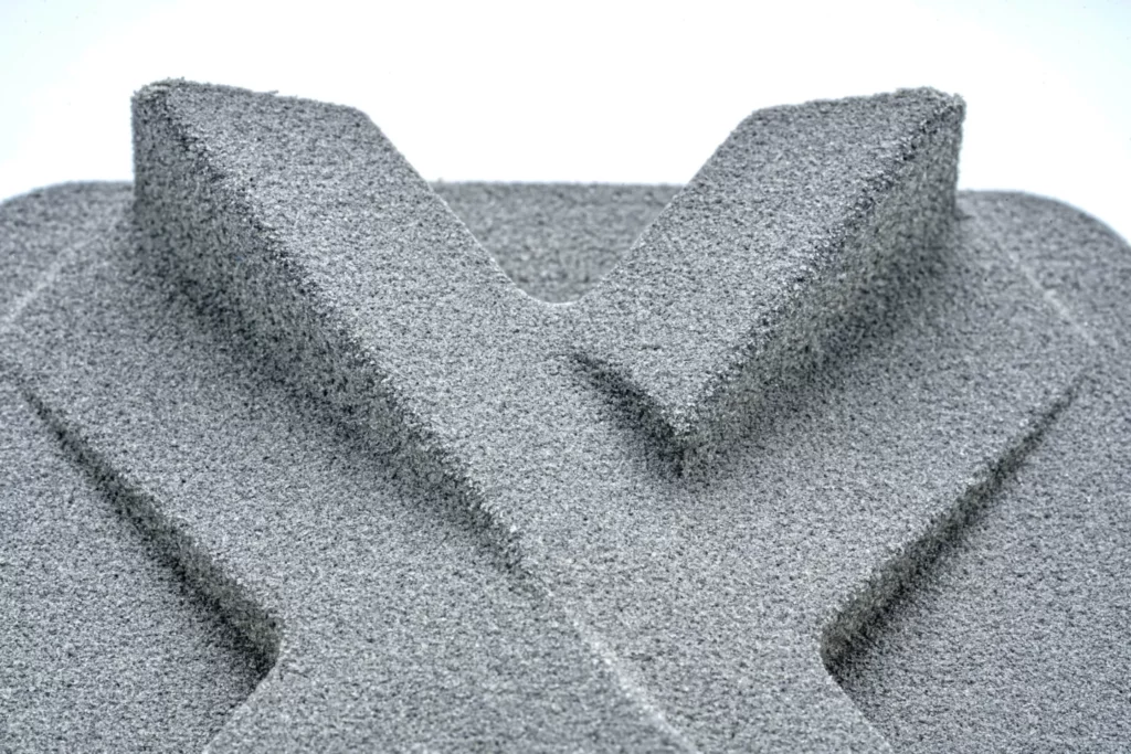 Close up of a MJF PA12 3D printed part natural