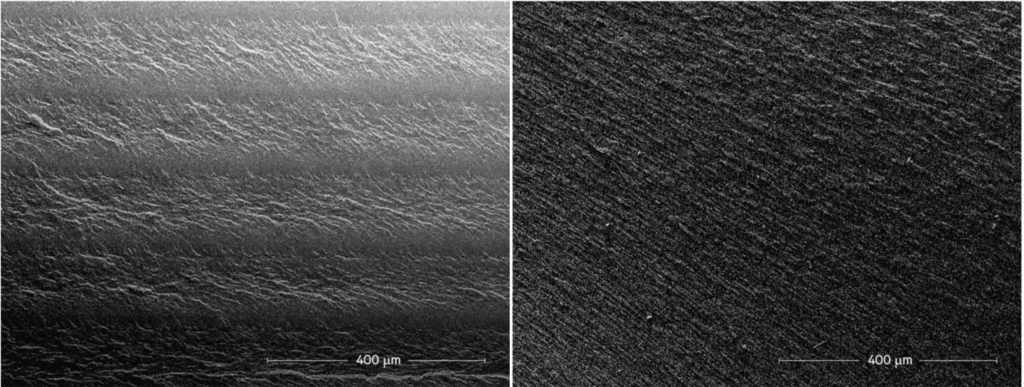 Microscopic comparison of anisotropic and isotropic materials