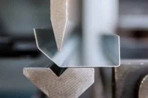 Sheet metal bending machine closeup