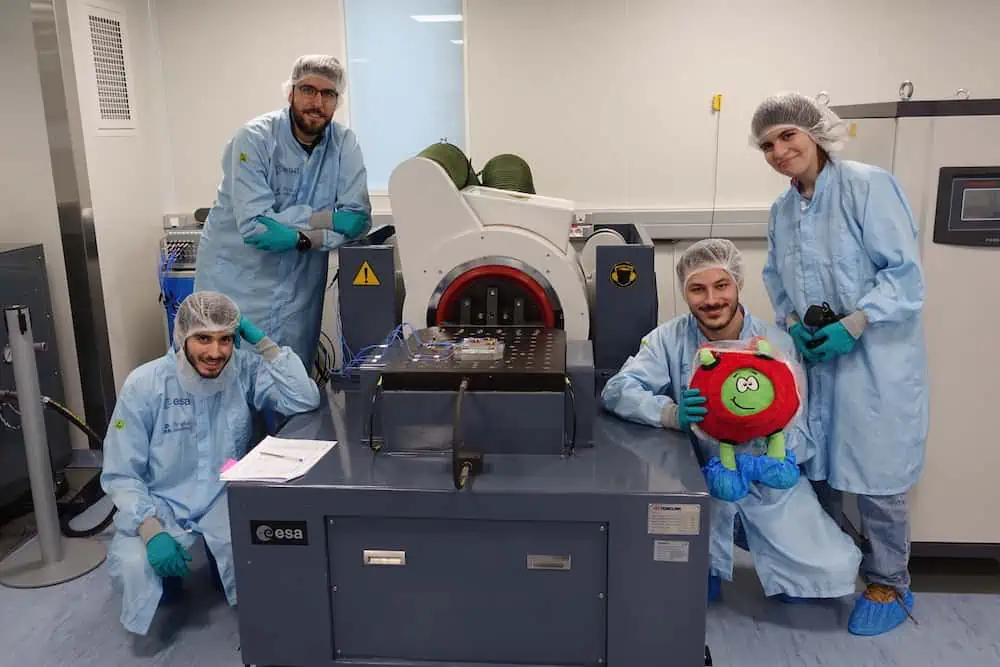 Some of the SpaceDot team members in Belgium to test the antenna deployment module
