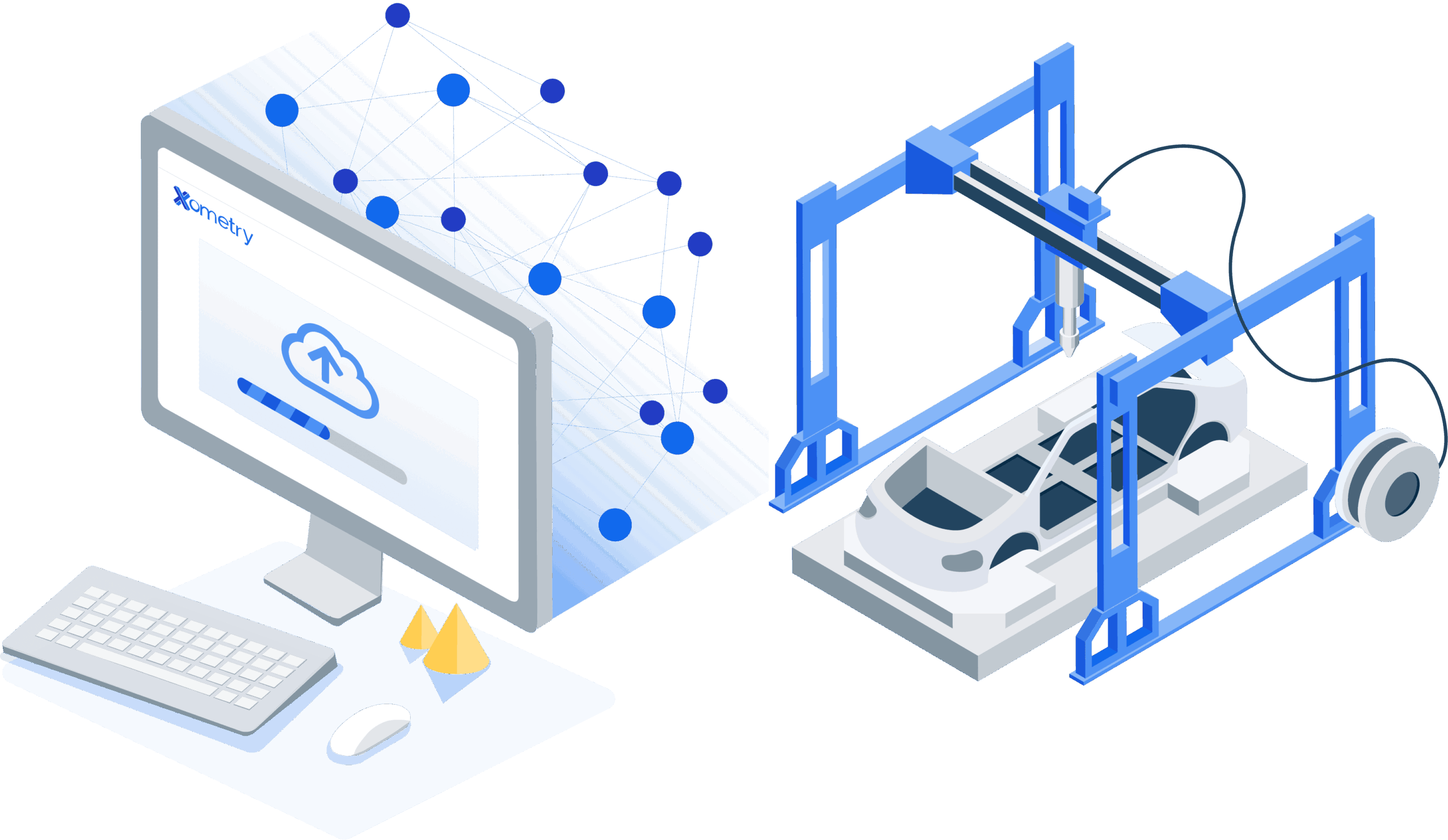 Illustration of digital manufacturing for the automotive industry