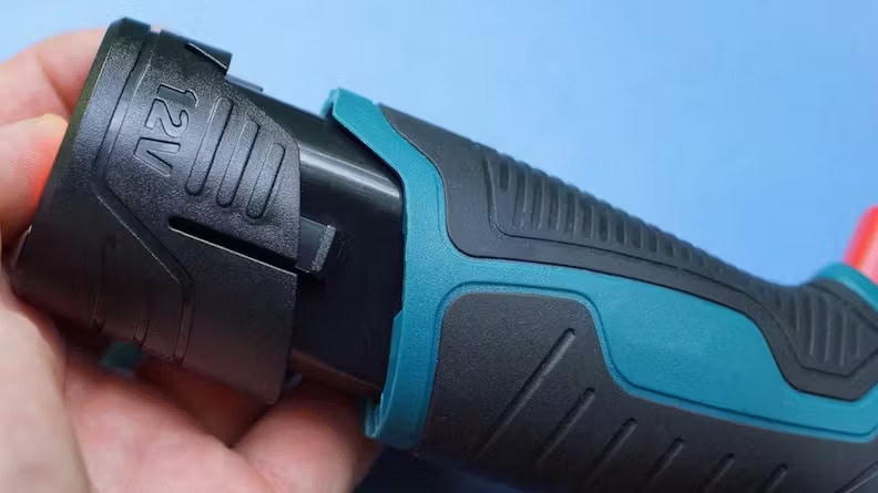 overmolded handle on a power drill