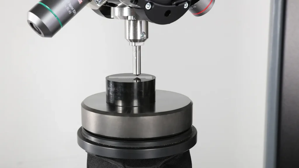 Material hardness measured using a Vickers hardness tester