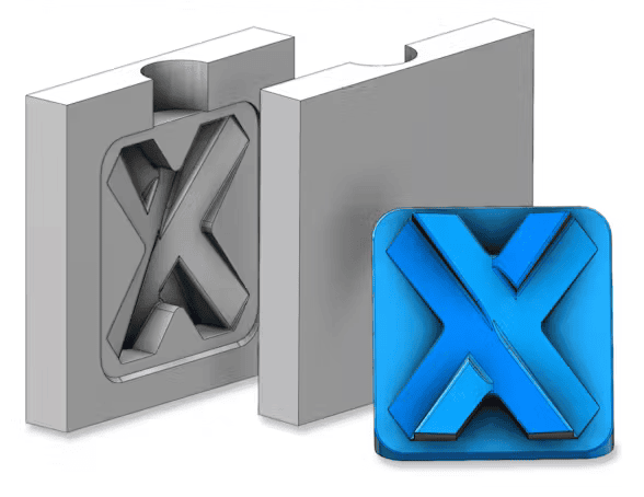 Illustration of a 3D printed mold for casting