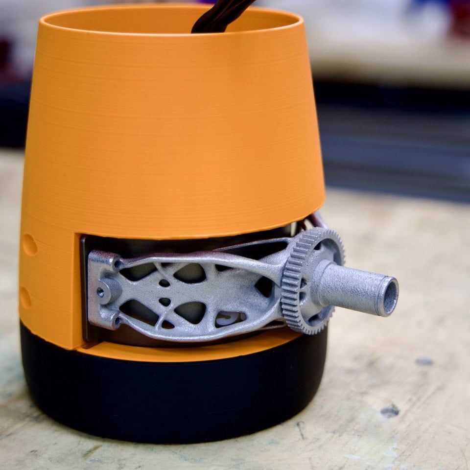 The Electric Ducted Fan (EDF), a key component providing propulsion in the booster backpack.