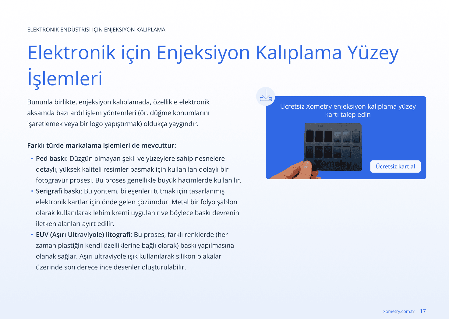 elektronik endüstrisinde plastik enjeksiyon yüzeyleri - Xometry Pro ebook
