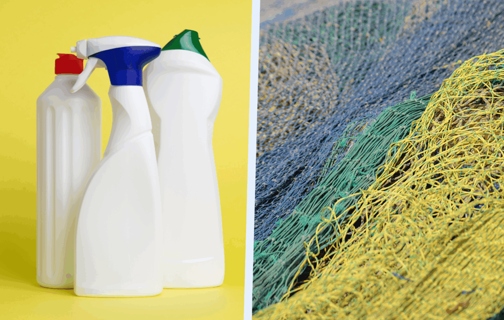 HDPE bottles and recycled fishnets