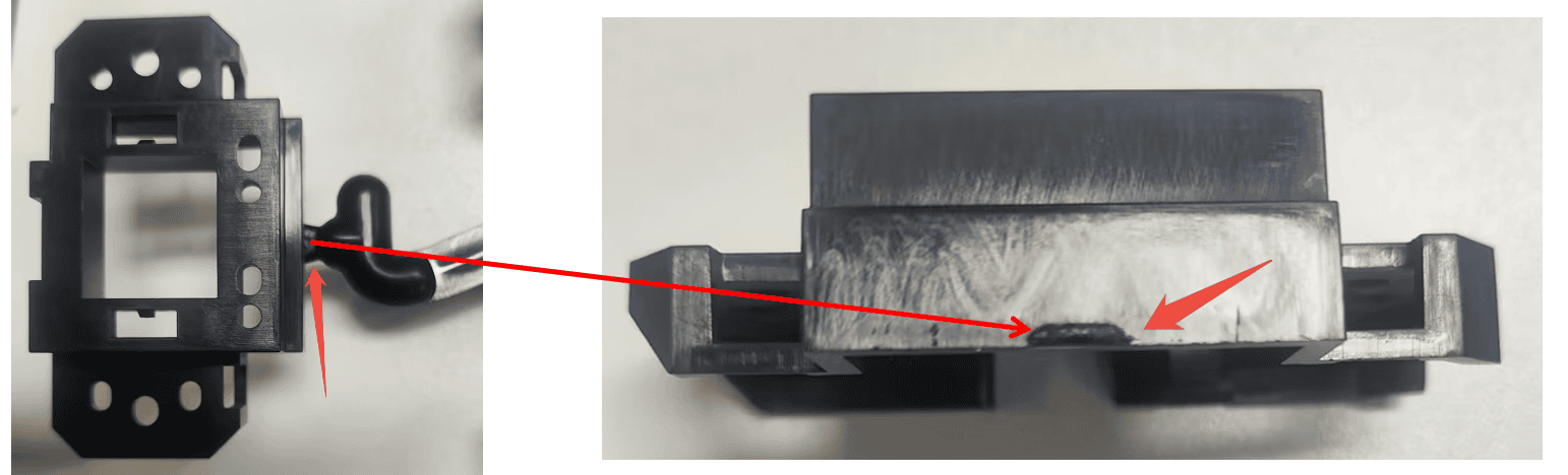 Example of a gate vestige in injection molding