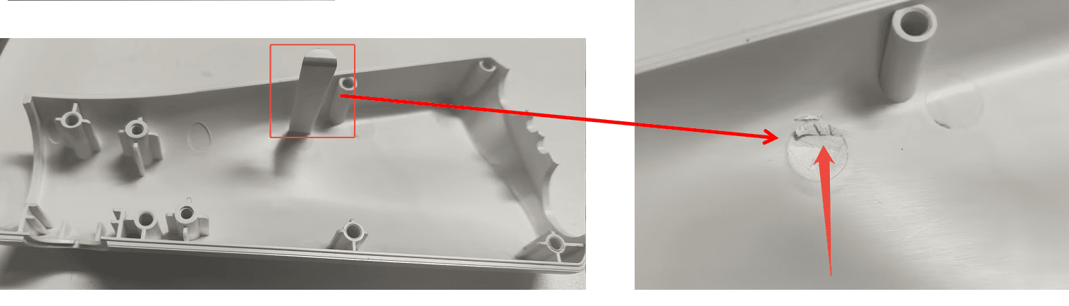 Example of a gate vestige in injection molding