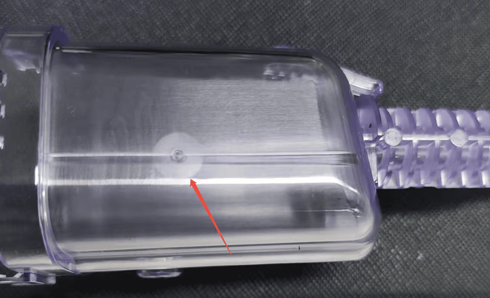 Example of jetting in an injection molded part