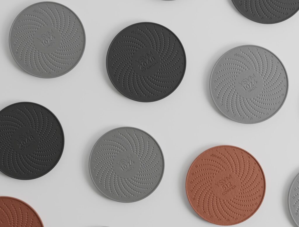 A spectrum of Yoseyomo vaults, precision-machined in various high-performance metals—combining durability, design, and cryptographic security.©