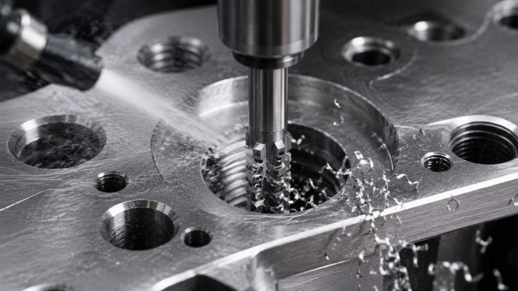 Planetary thread mill executing helical interpolation inside a blind hole